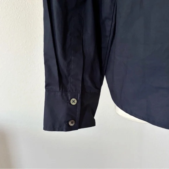 Wyeth NWT Collins Cotton Poplin Button Up Top Navy Blue Small S - Picture 4 of 6